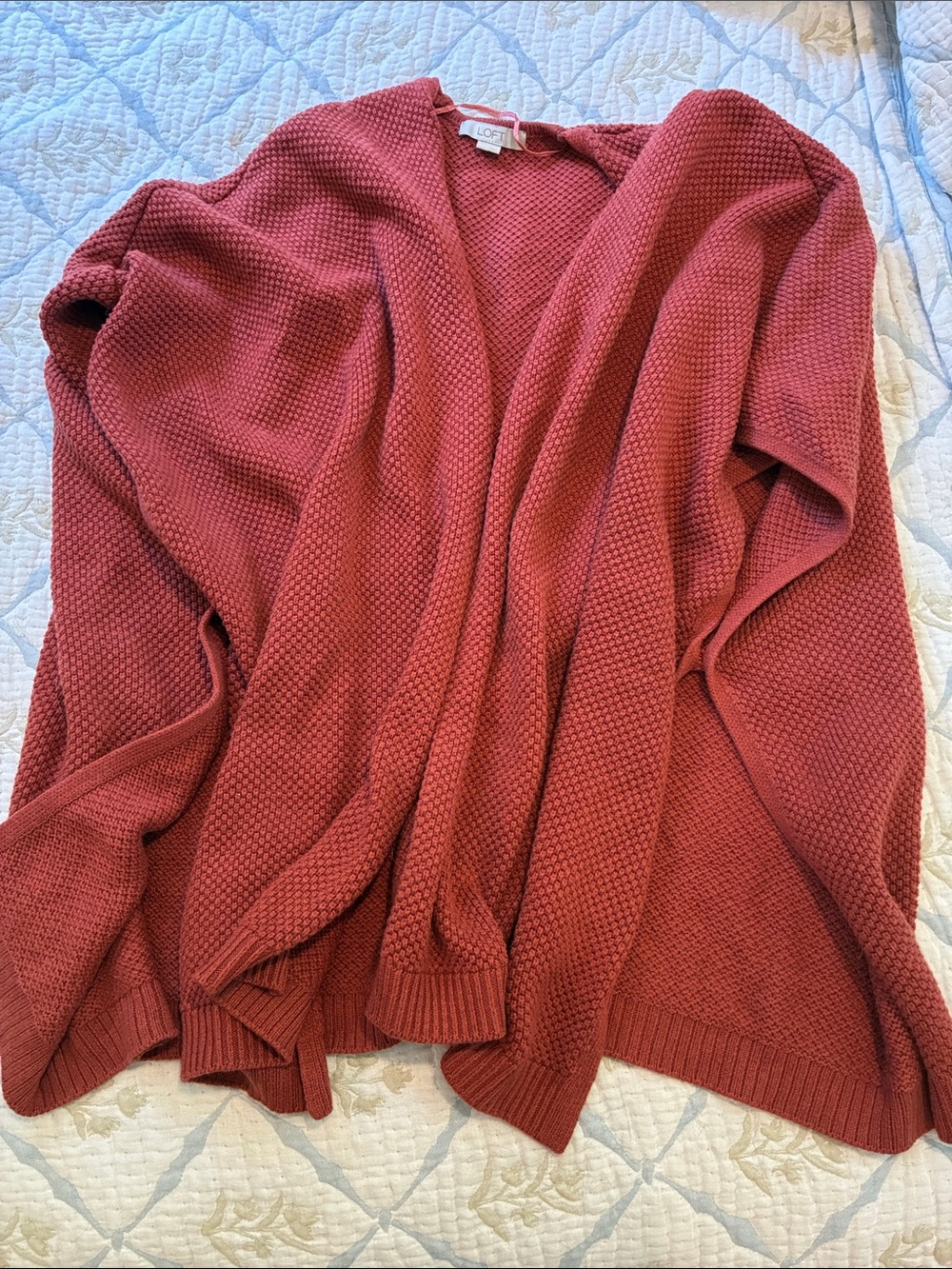 LOFT Open-Front Textured Cardigan Sweater - Rose